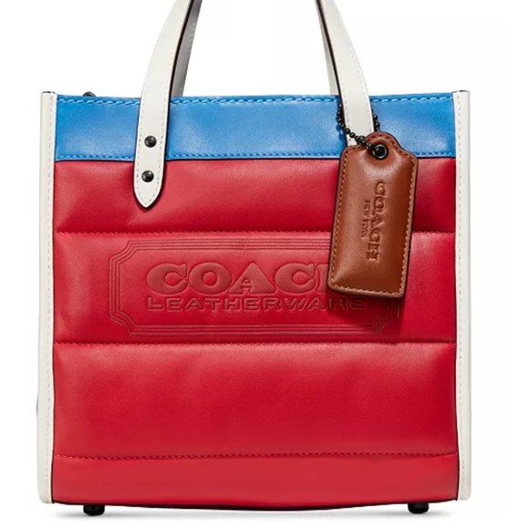 Coach Field Tote 22 With Colorblock Quilting And Coach Badge - Picture 5 of 16